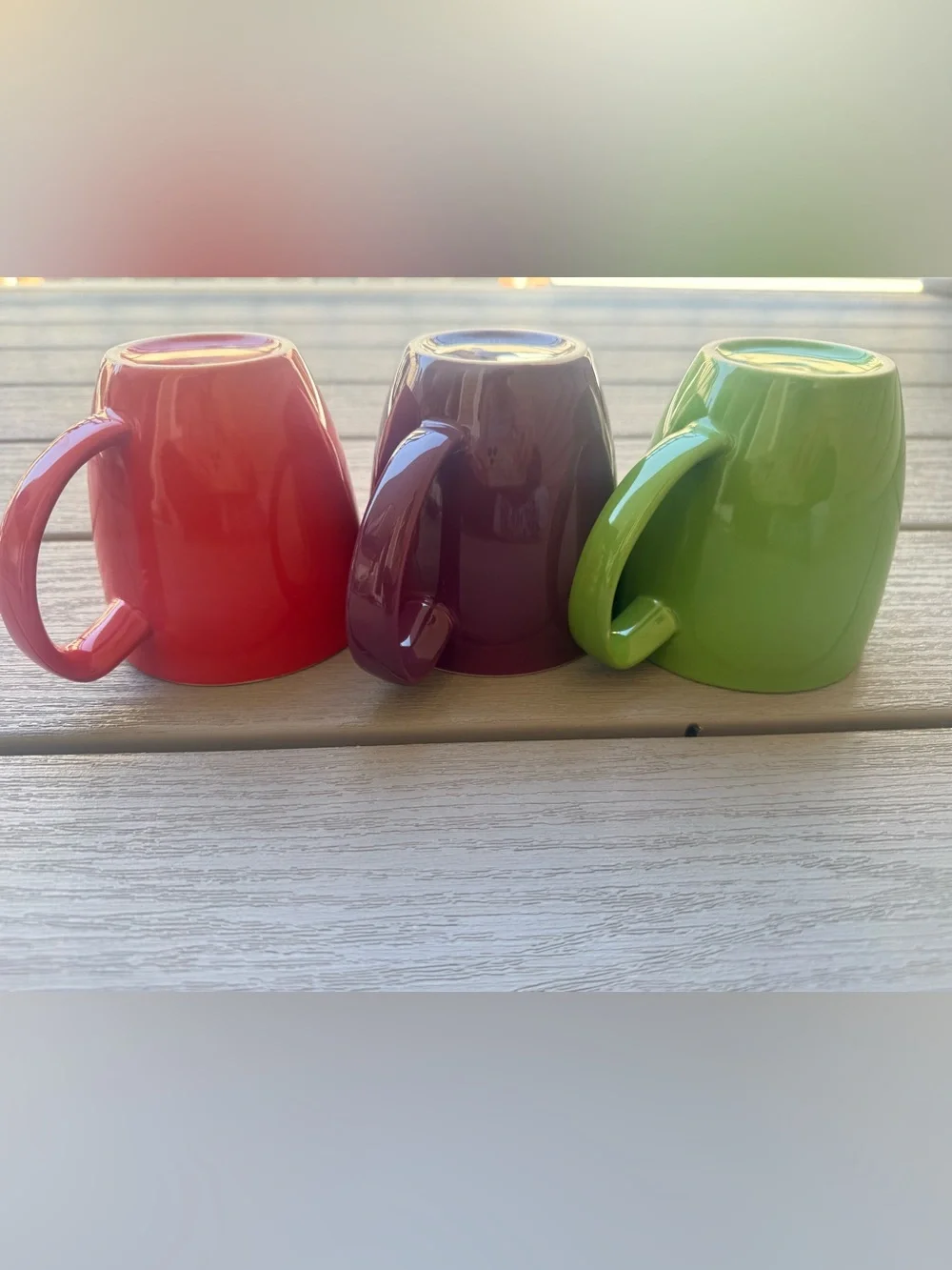 Target Stoneware Coffee Mug Set of 3 – Red, Purple & Green Color Block Mugs
